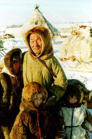 A Nenets family in camp